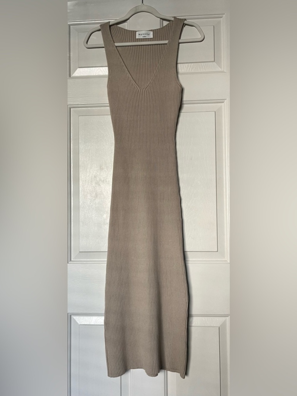 Ribbed Maxi Tank Dress in Taupe | Size M